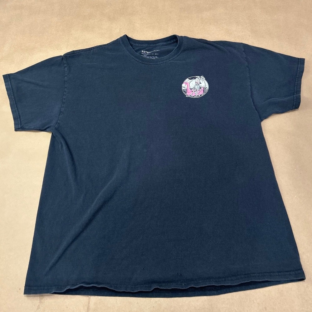 Retrofit‎ Black Skeleton Flamingo Graphic T-Shirt Mens XL